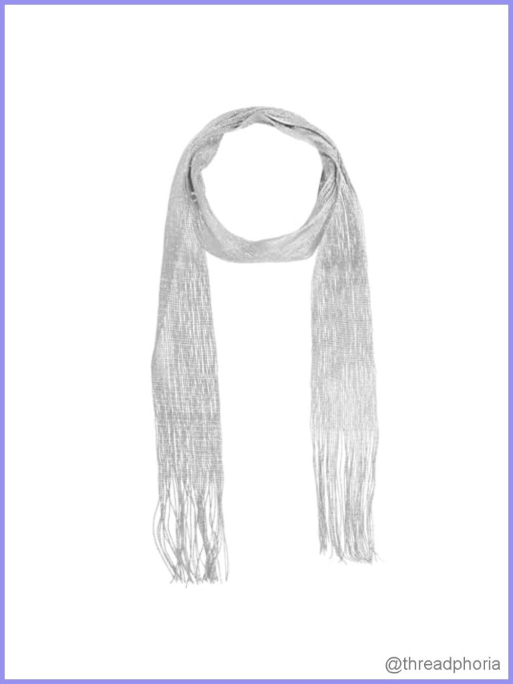 Silver Sparkly Skinny Scarf for Women - Long Lightweight Fringed Tassel Prom